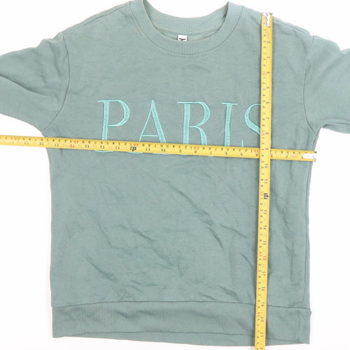 JDY Women’s Green Paris Embroidered Pullover Sweatshirt XS