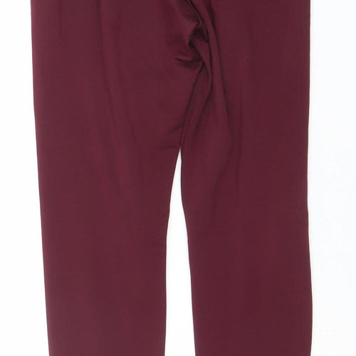 Adidas Womens Red Leggings Size 12 Slim Fit Stretch Activewear