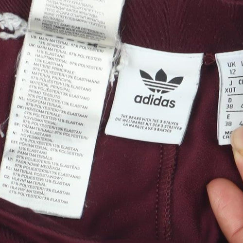 Adidas Womens Red Leggings Size 12 Slim Fit Stretch Activewear