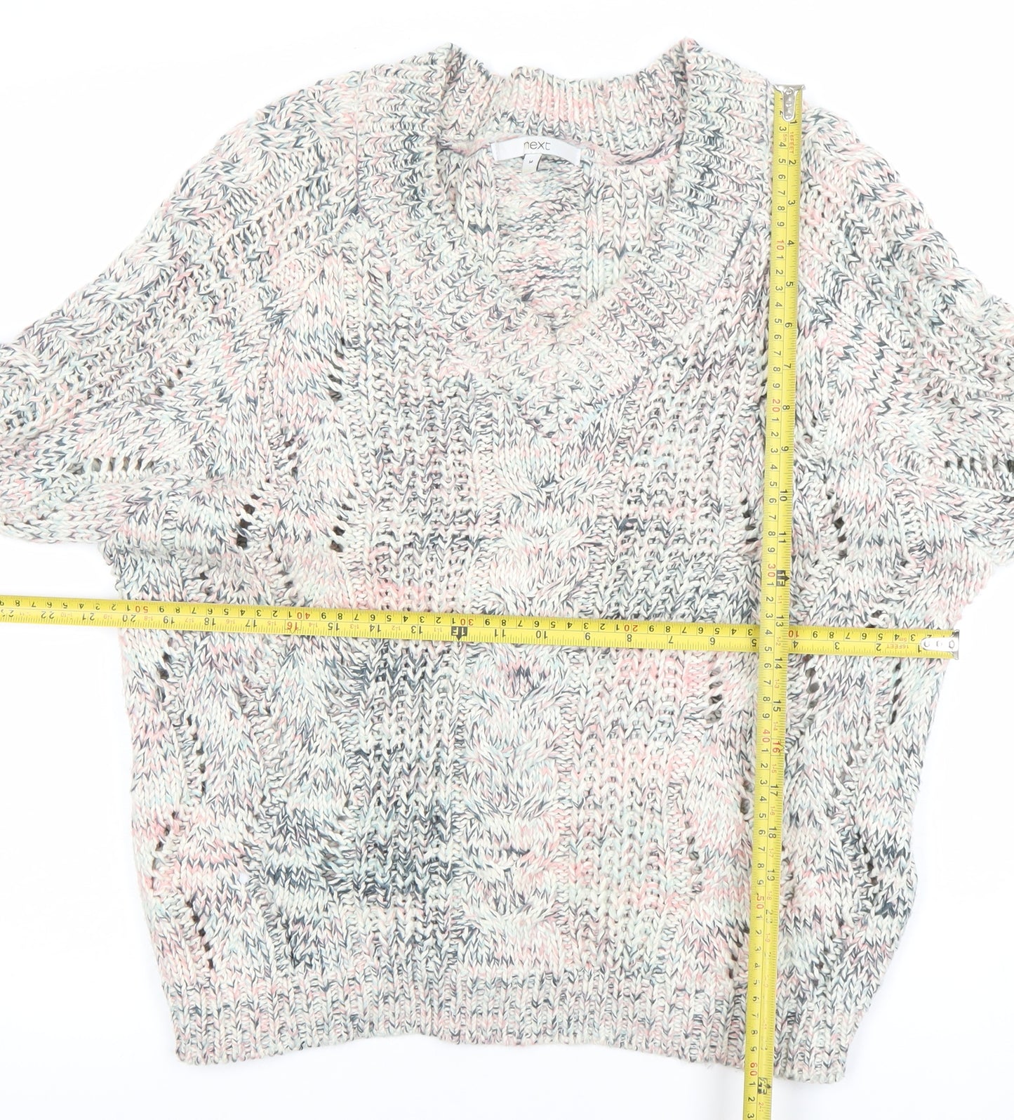 Next Men’s Multicoloured Cable-Knit V-Neck Jumper Size M