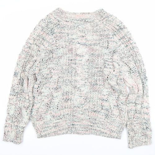Next Men’s Multicoloured Cable-Knit V-Neck Jumper Size M