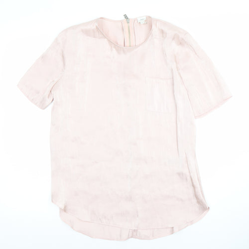 River Island Women Pink Short Sleeve Satin Blouse Size 12