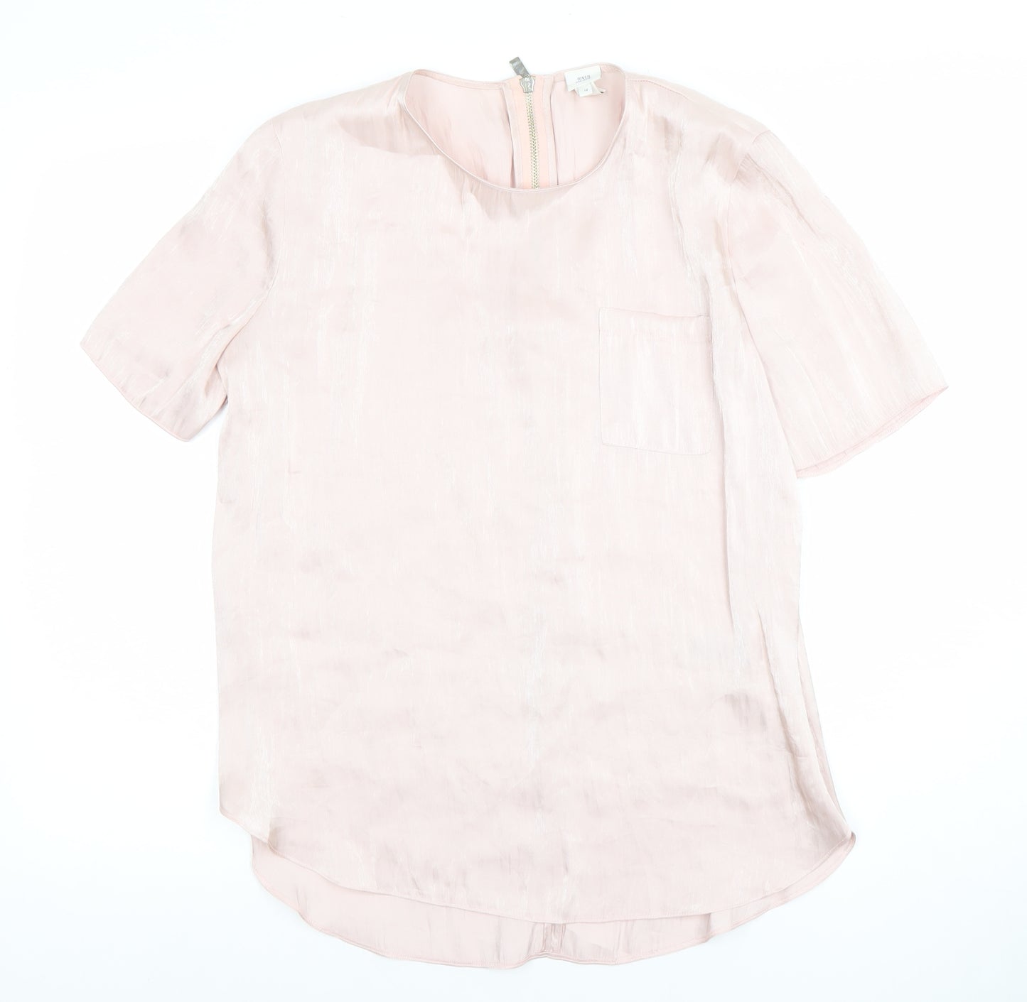 River Island Women Pink Short Sleeve Satin Blouse Size 12