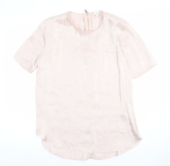 River Island Women Pink Short Sleeve Satin Blouse Size 12