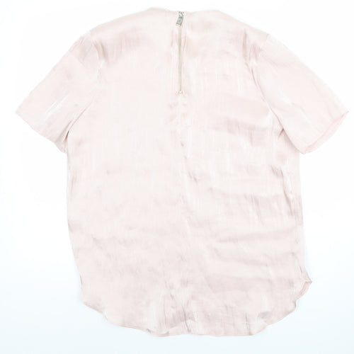 River Island Women Pink Short Sleeve Satin Blouse Size 12