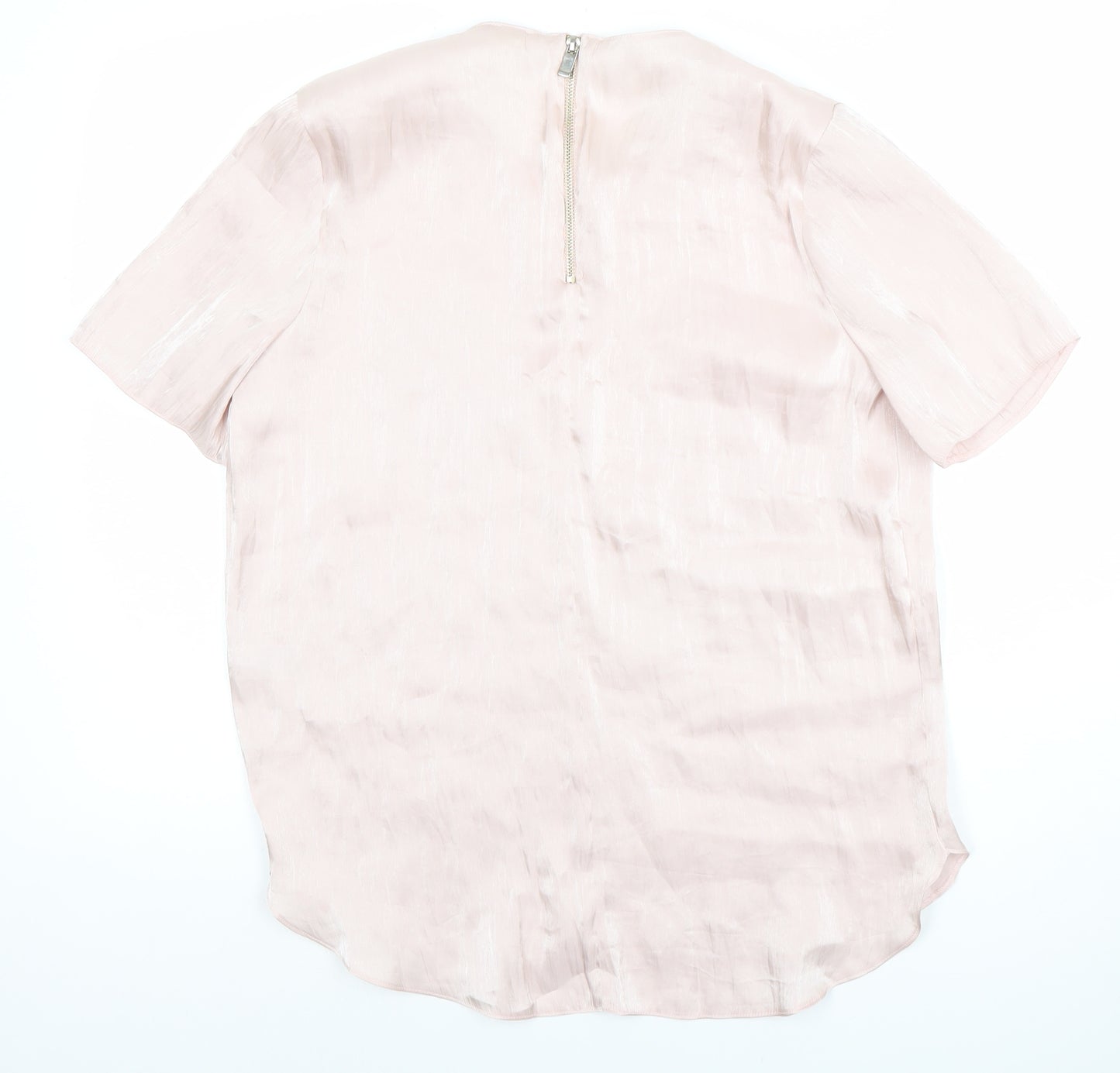 River Island Women Pink Short Sleeve Satin Blouse Size 12