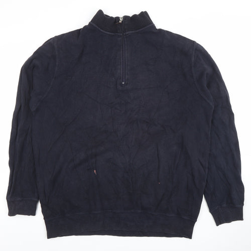 John Partridge Men's Blue XL 1/4 Zip Cotton Long Sleeve Polo Top