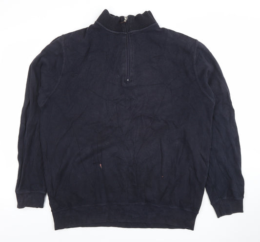 John Partridge Men's Blue XL 1/4 Zip Cotton Long Sleeve Polo Top