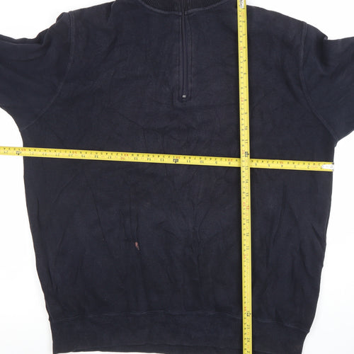 John Partridge Men's Blue XL 1/4 Zip Cotton Long Sleeve Polo Top