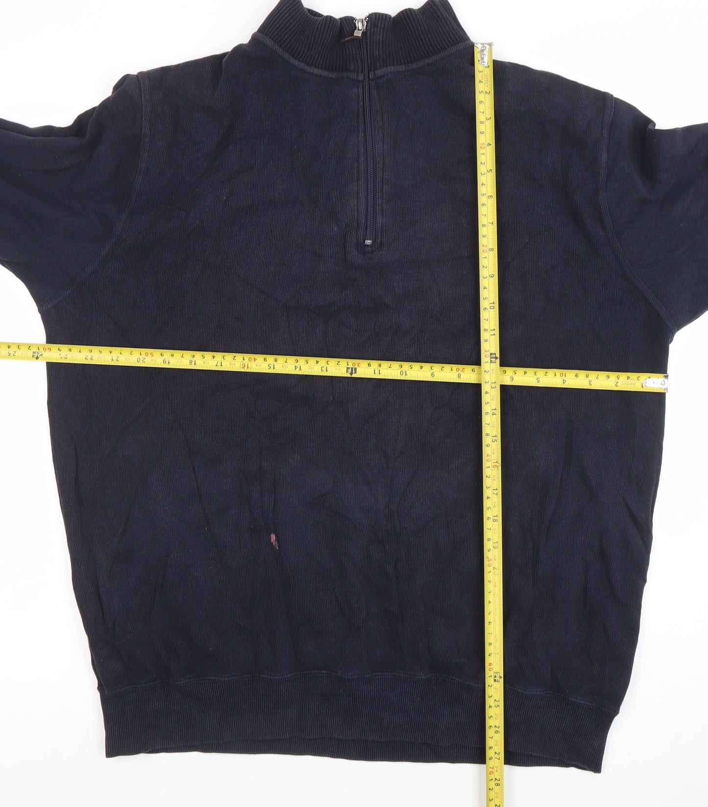 John Partridge Men's Blue XL 1/4 Zip Cotton Long Sleeve Polo Top