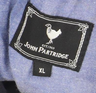 John Partridge Men's Blue XL 1/4 Zip Cotton Long Sleeve Polo Top