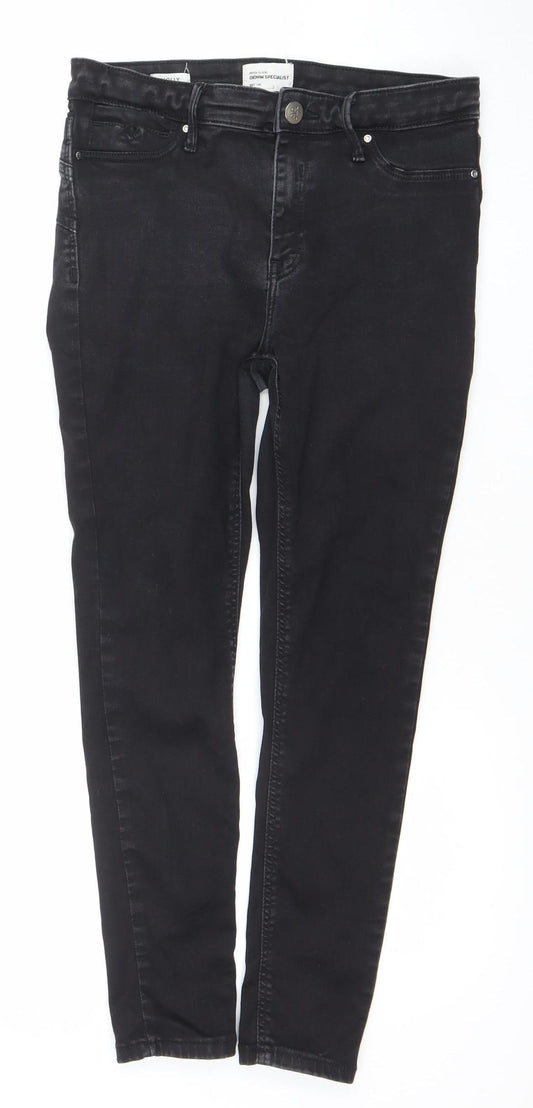 River Island Women Black Skinny Jeans Size 12 Stretch Denim
