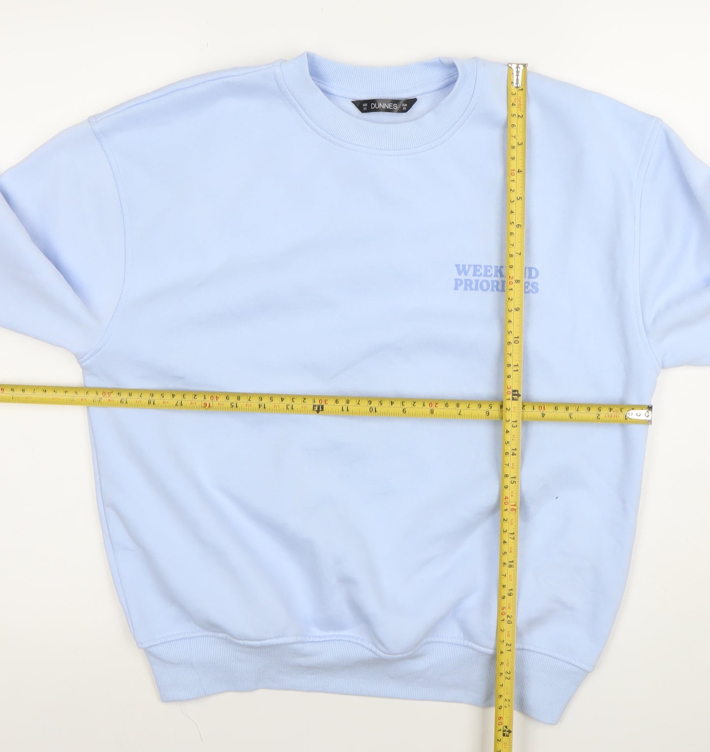 Dunnes Women’s Light Blue XS Pullover Sweatshirt Weekend Priorities