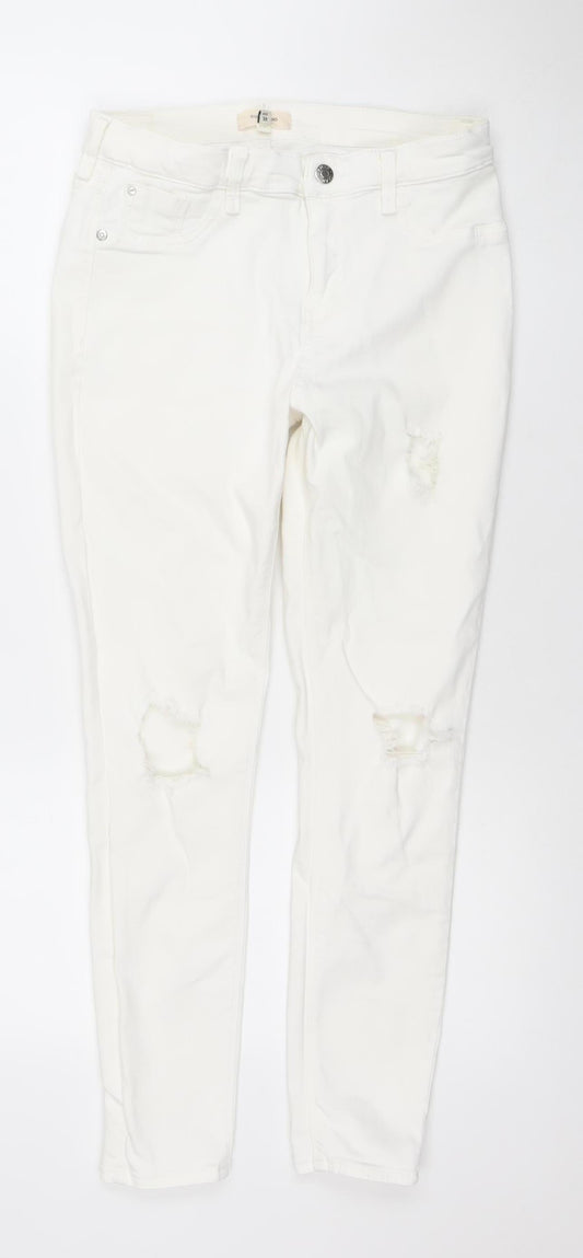 River Island Women’s White Distressed Skinny Jeans Size 12