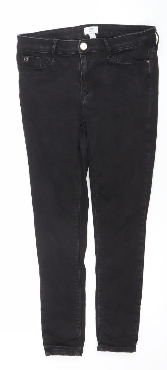 River Island Petite Black Skinny Jeans Size 12 Stretch Cotton Blend