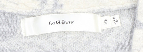 InWear Womens Grey Floral Alpaca Blend V-Neck Long Sleeve Jumper XS
