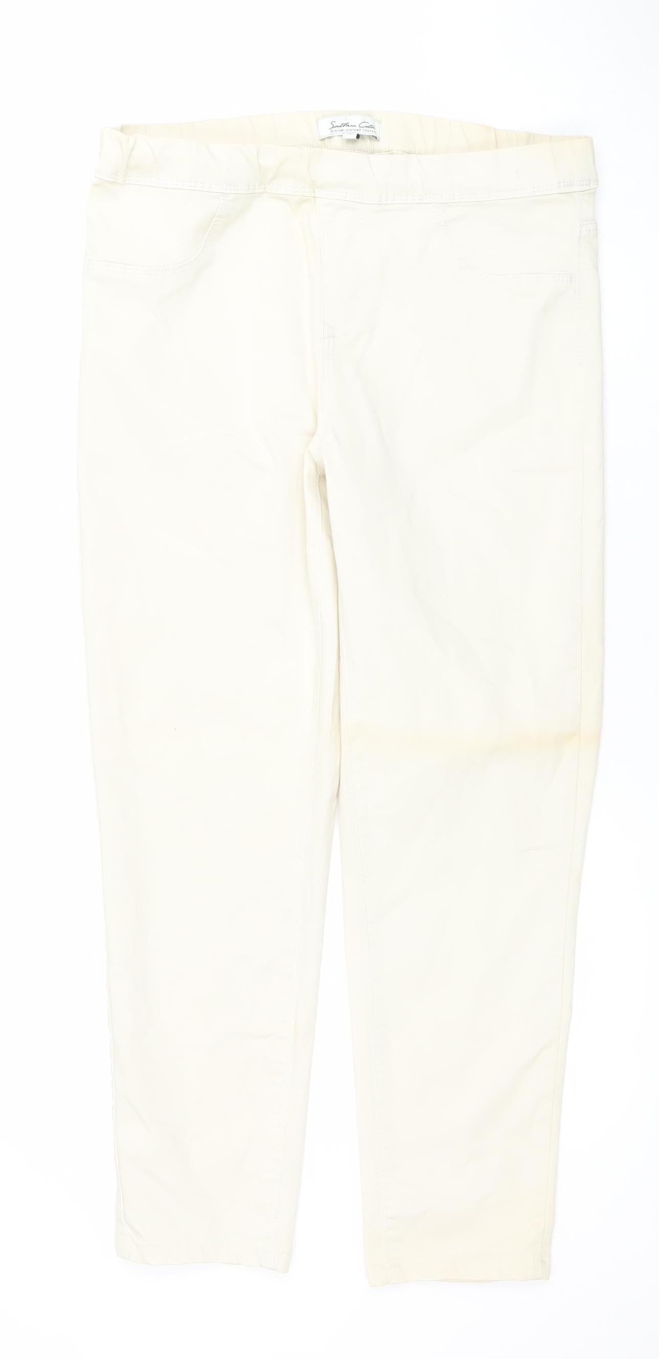 Southern Cotton Womens Ivory Straight Stretch Jeans Size M