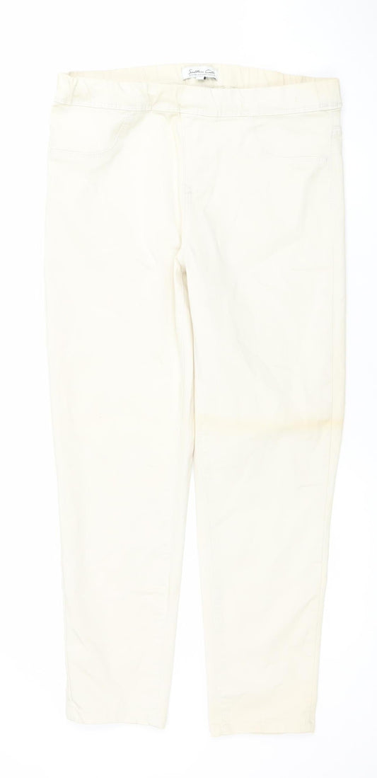 Southern Cotton Womens Ivory Straight Stretch Jeans Size M