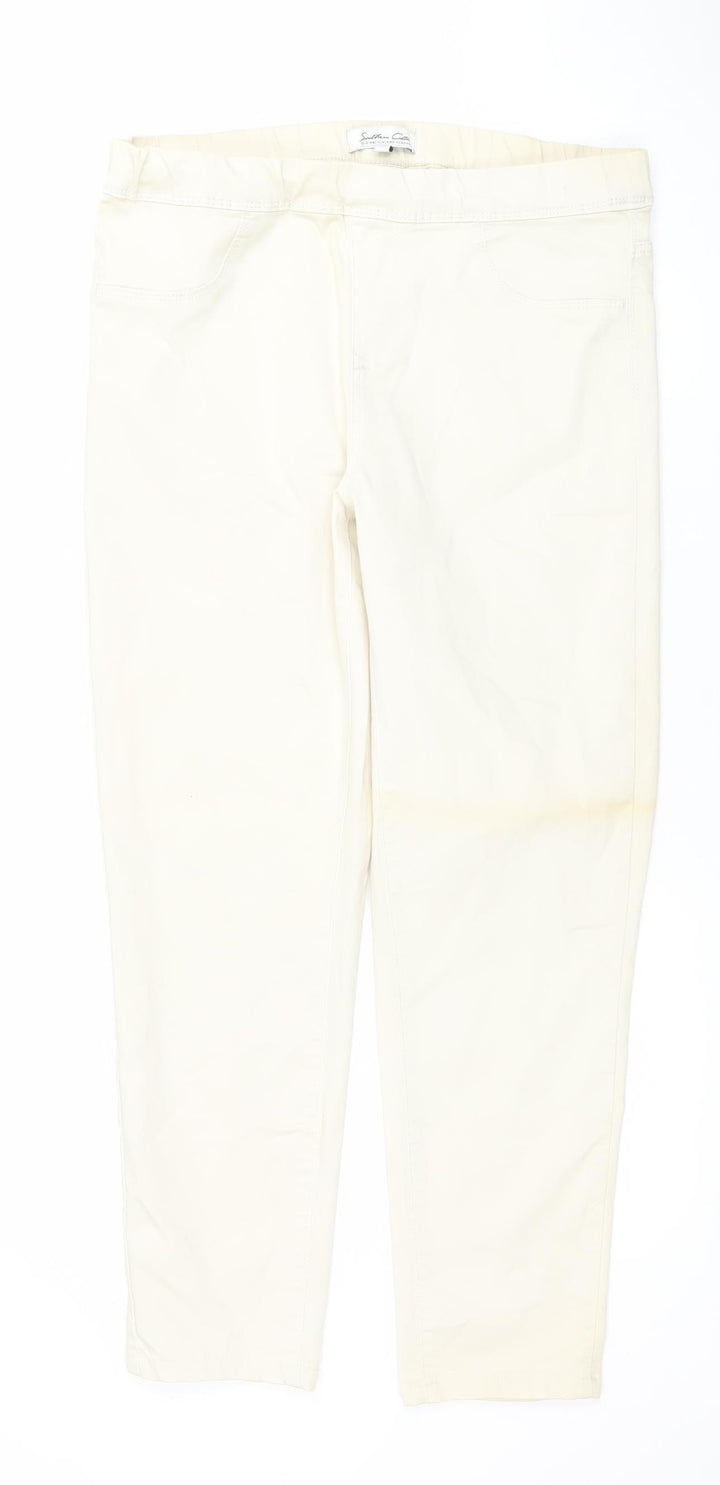 Southern Cotton Womens Ivory Straight Stretch Jeans Size M
