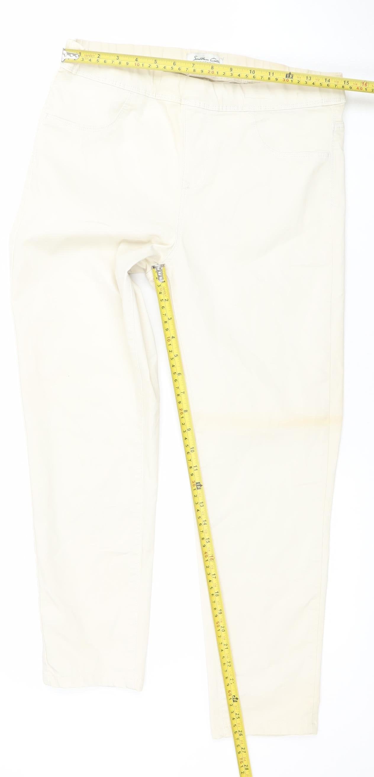 Southern Cotton Womens Ivory Straight Stretch Jeans Size M