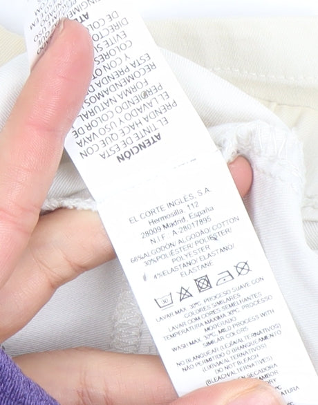 Southern Cotton Womens Ivory Straight Stretch Jeans Size M