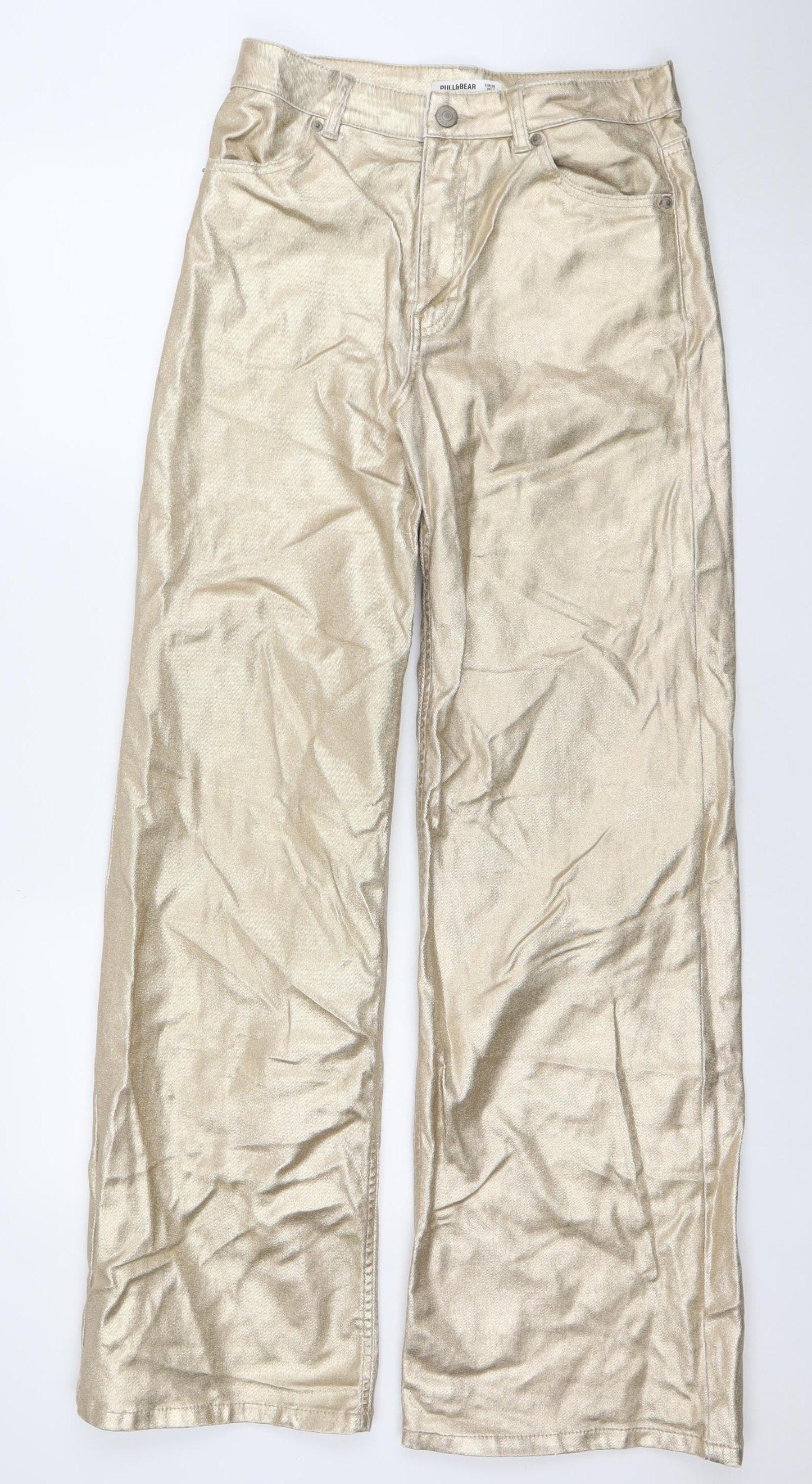 Pull & Bear Women’s Gold Straight Leg Stretch Jeans Size 10