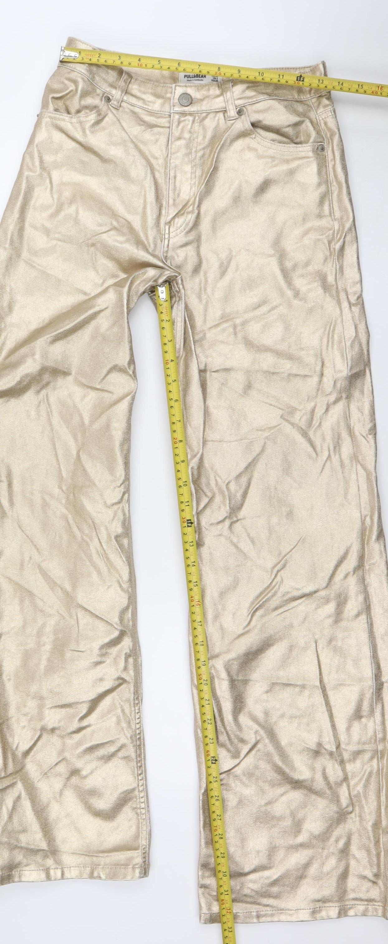 Pull & Bear Women’s Gold Straight Leg Stretch Jeans Size 10