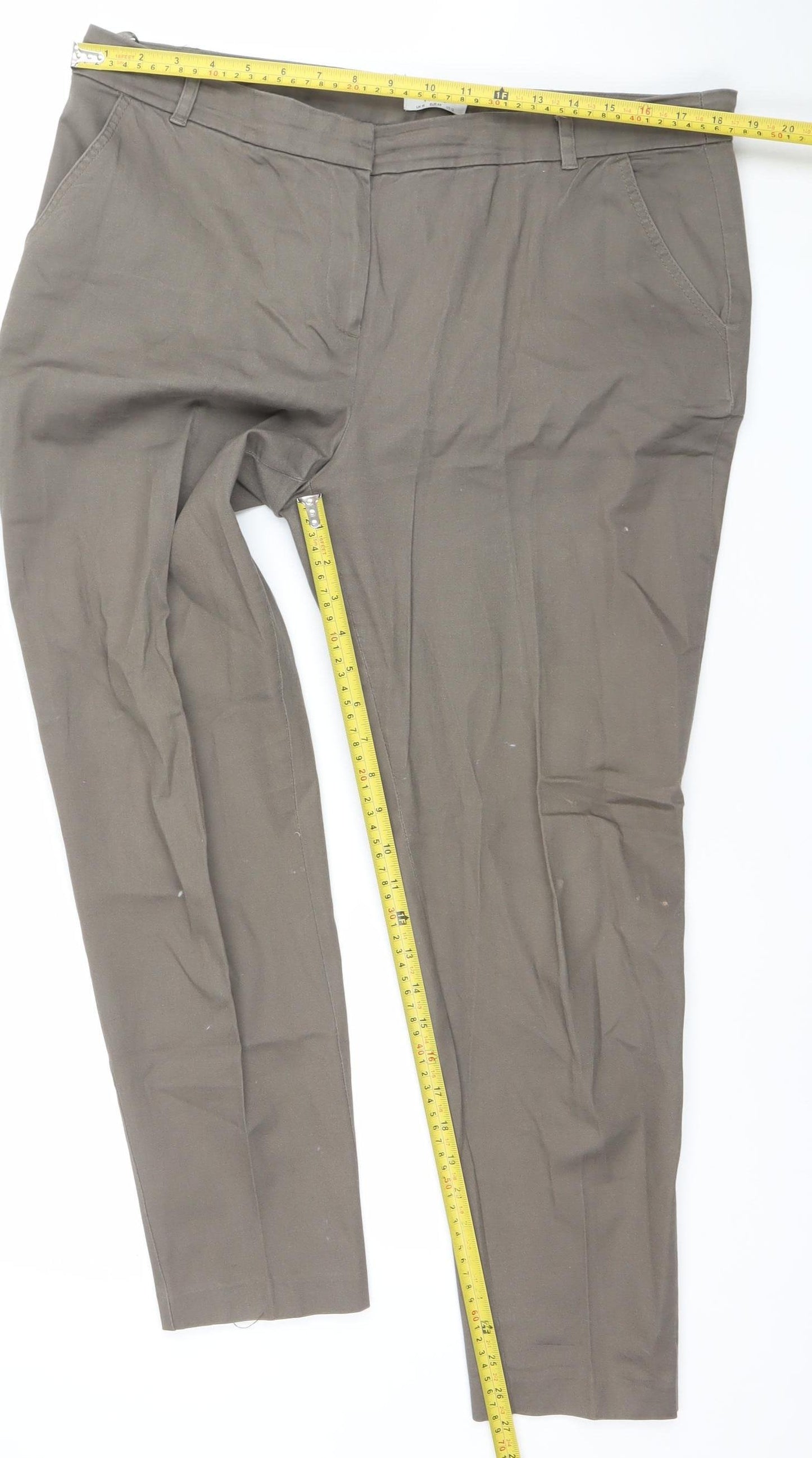 Wallis Womens Brown Size 16 Straight Leg Cotton Blend Jeans