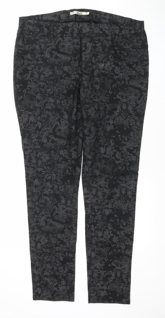 Dorothy Perkins Women’s Black Floral Skinny Stretch Jeans Size 16