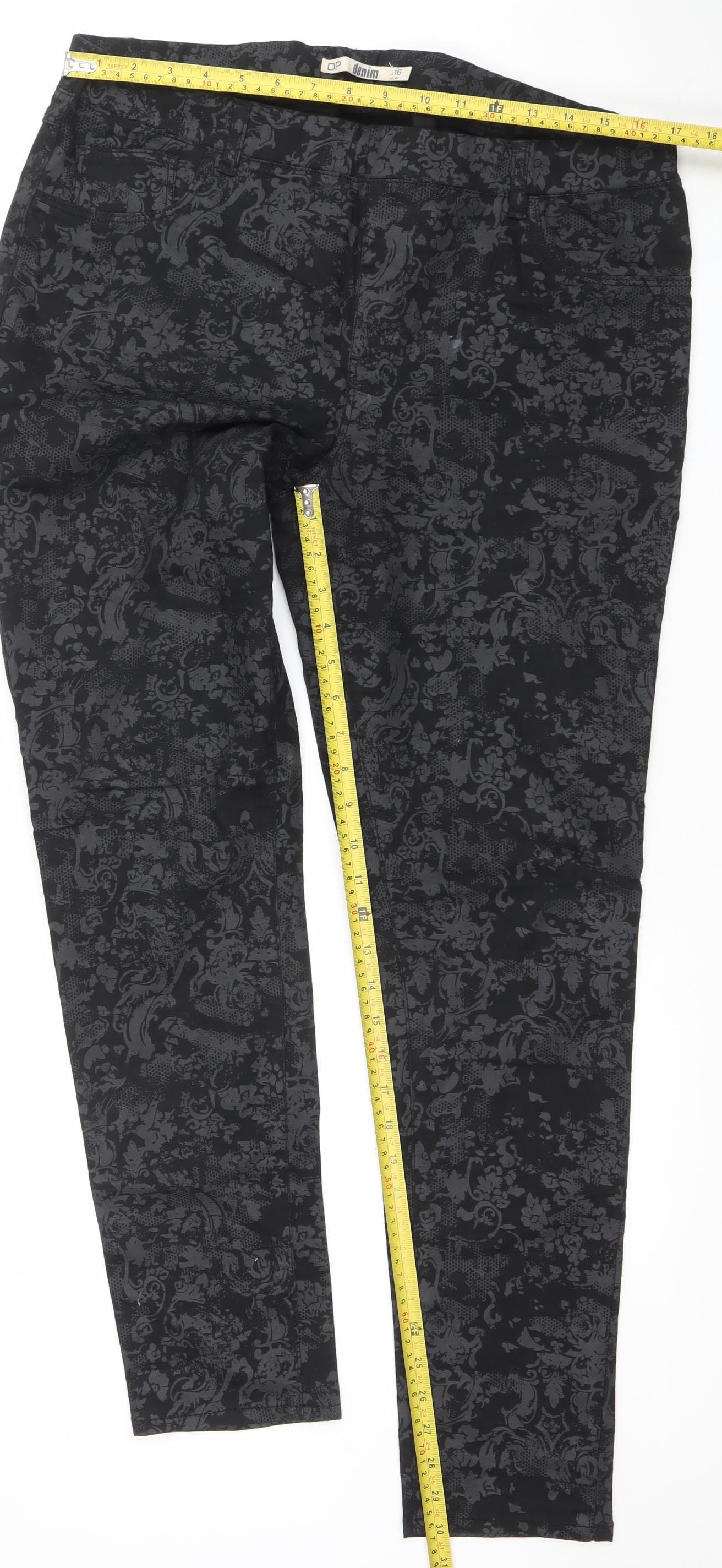 Dorothy Perkins Women’s Black Floral Skinny Stretch Jeans Size 16