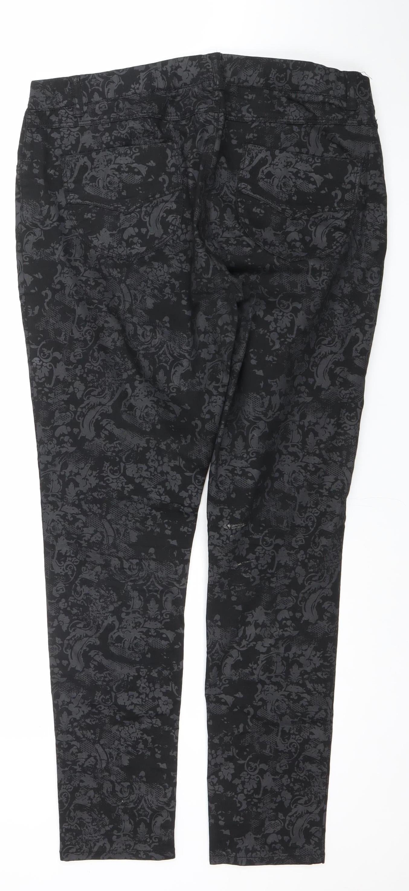 Dorothy Perkins Women’s Black Floral Skinny Stretch Jeans Size 16