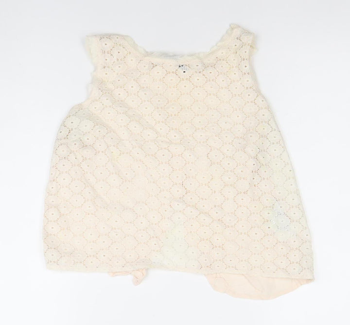 First And I Women's Ivory Lace Sleeveless Camisole Blouse Size L