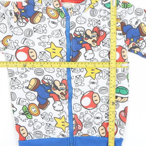 Nintendo Super Mario Boys White Blue Full Zip Hoodie 9-10 Years