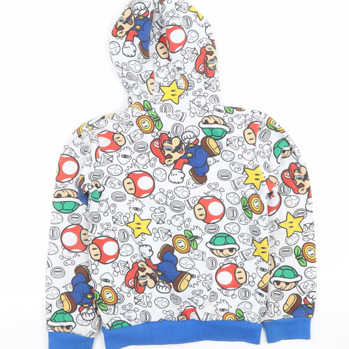 Nintendo Super Mario Boys White Blue Full Zip Hoodie 9-10 Years