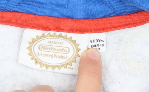 Nintendo Super Mario Boys White Blue Full Zip Hoodie 9-10 Years