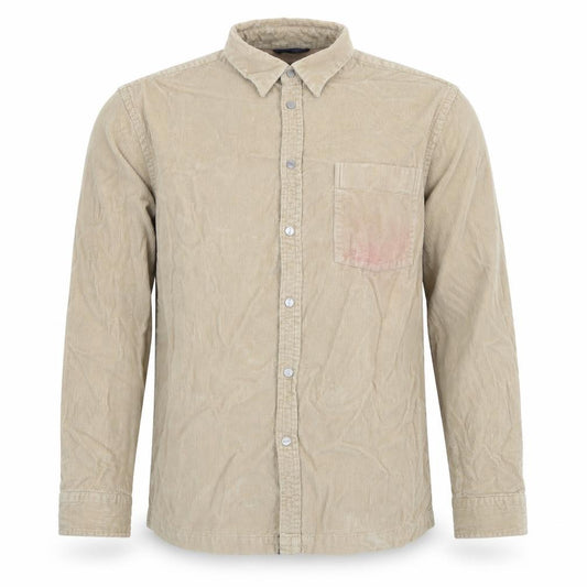 Front view of Kenzo Homme Men's Beige M Corduroy Long Sleeve Button-Up Shirt