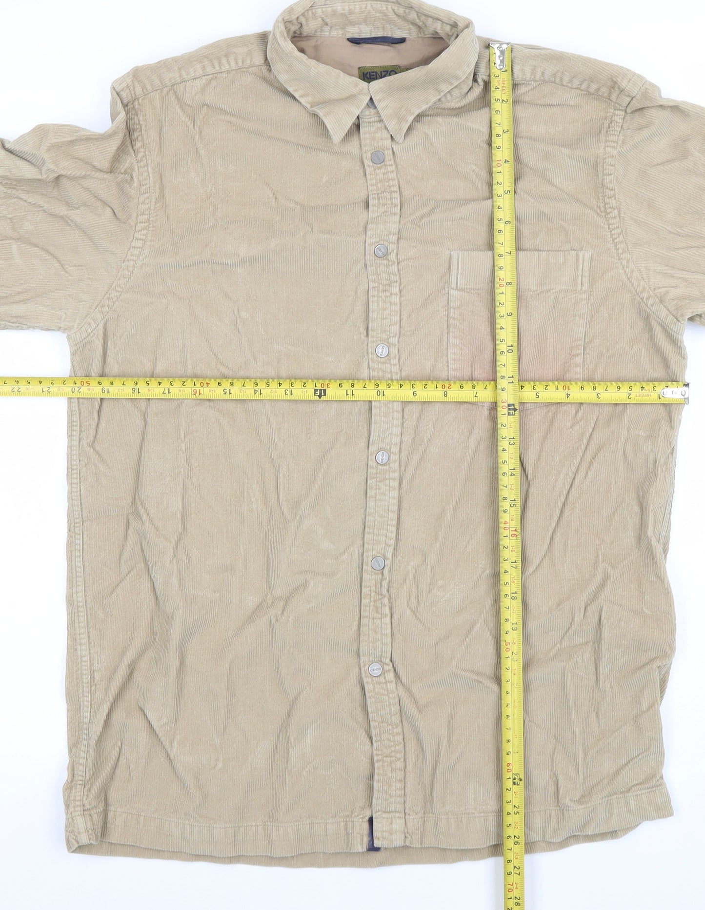 Kenzo Homme Men's Beige M Corduroy Long Sleeve Button-Up Shirt