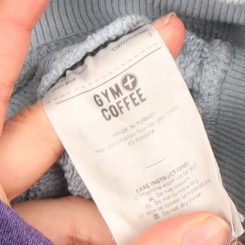 Gym+Coffee Women’s Chalk Blue Full Zip Hoodie Size S Cotton Blend