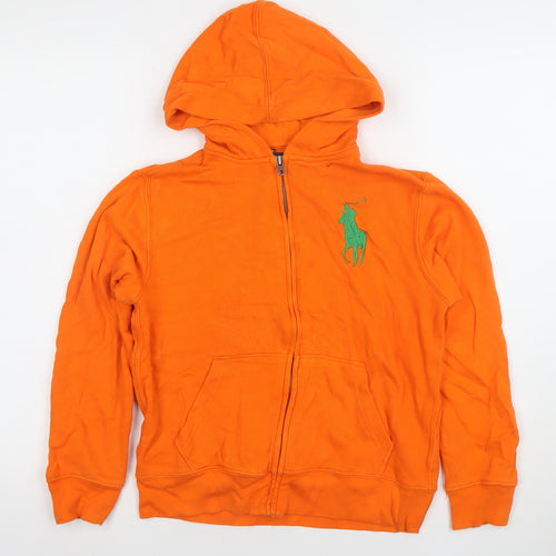 Polo Ralph Lauren Boys Orange Full Zip Hoodie Size M (10-12) Cotton