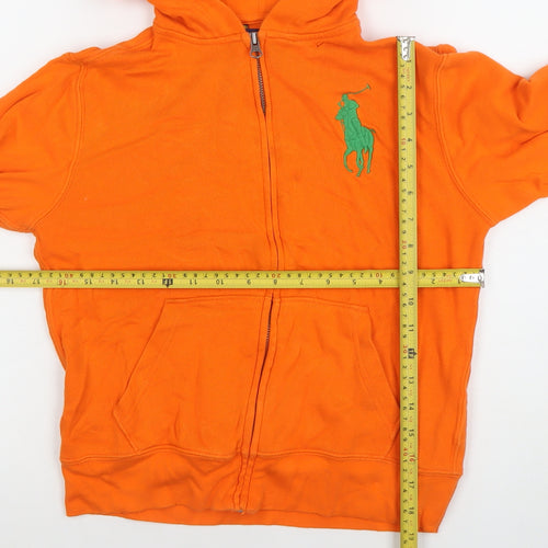 Polo Ralph Lauren Boys Orange Full Zip Hoodie Size M (10-12) Cotton