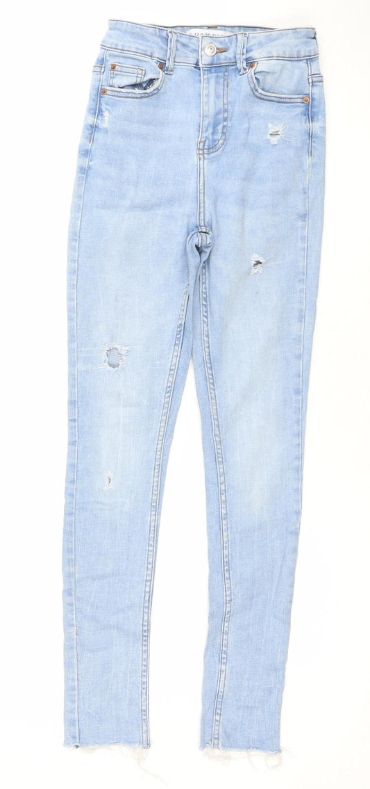 Primark Women’s Blue Distressed Skinny Jeans Size 4