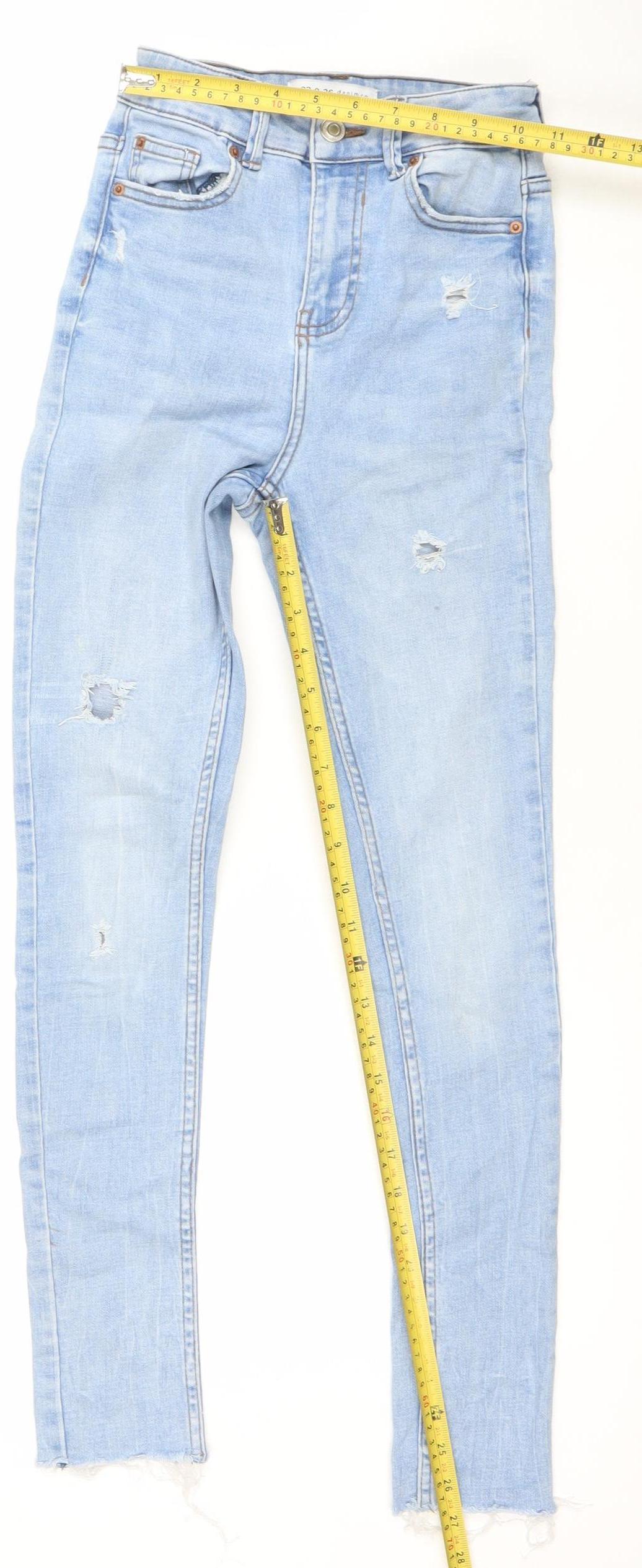 Primark Women’s Blue Distressed Skinny Jeans Size 4