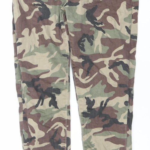 Parisian Womens Green Camouflage Cargo Jeans Size 12 Slim Fit