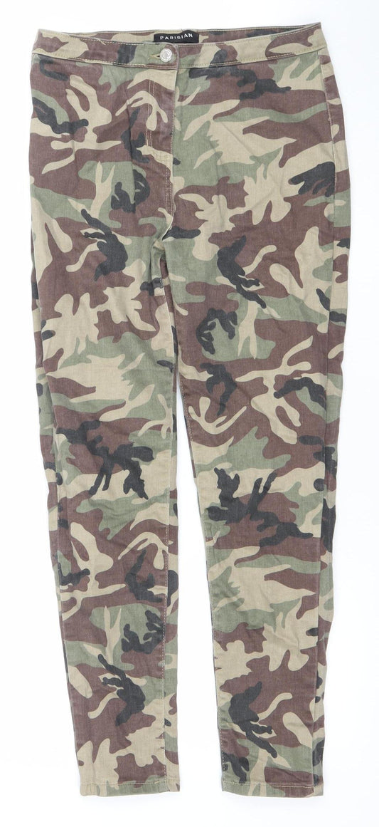 Parisian Womens Green Camouflage Cargo Jeans Size 12 Slim Fit