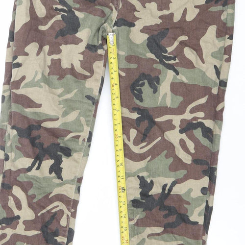 Parisian Womens Green Camouflage Cargo Jeans Size 12 Slim Fit