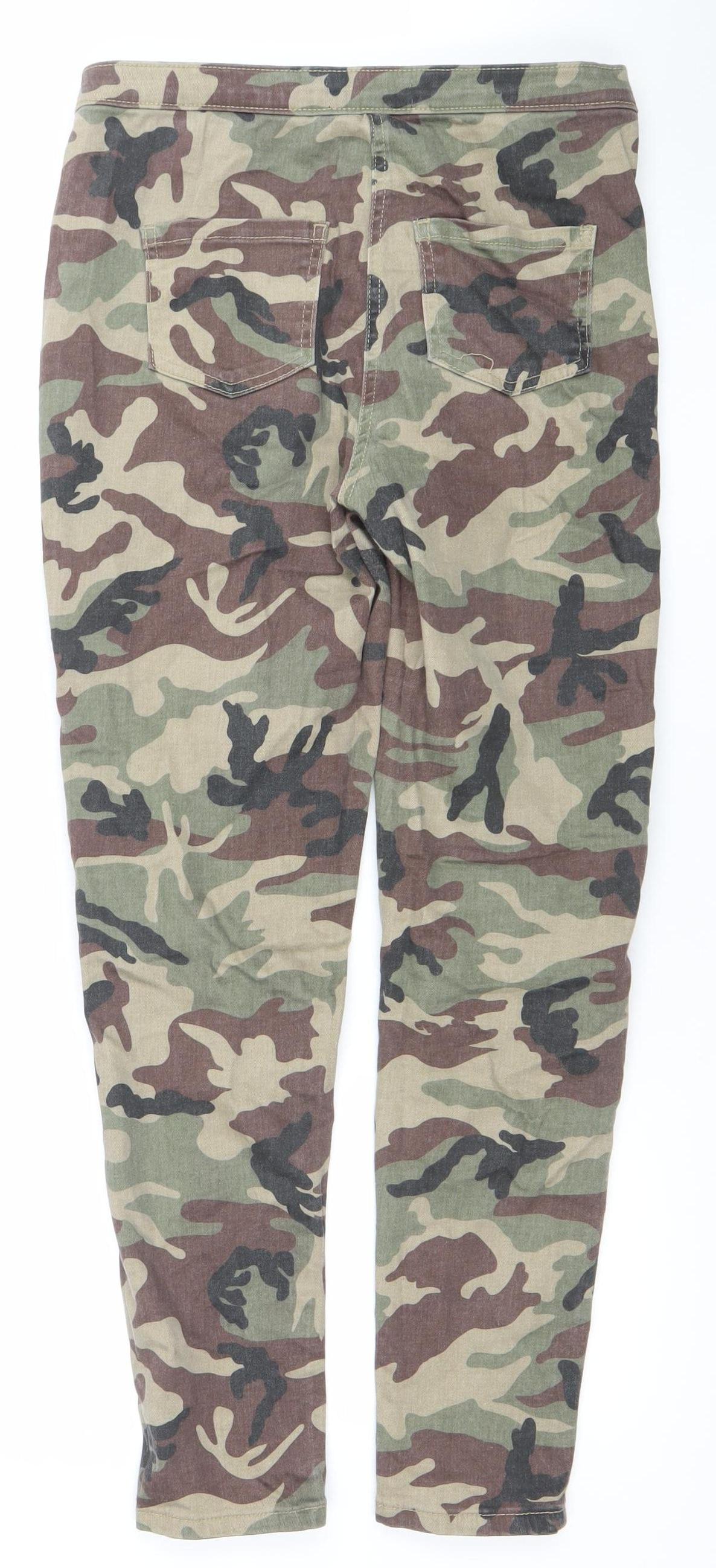 Parisian Womens Green Camouflage Cargo Jeans Size 12 Slim Fit