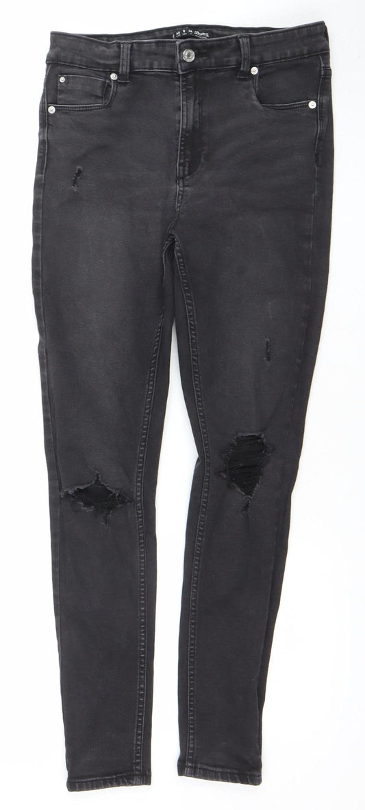 Denim Co. Women's Black Skinny Distressed Jeans Size 12