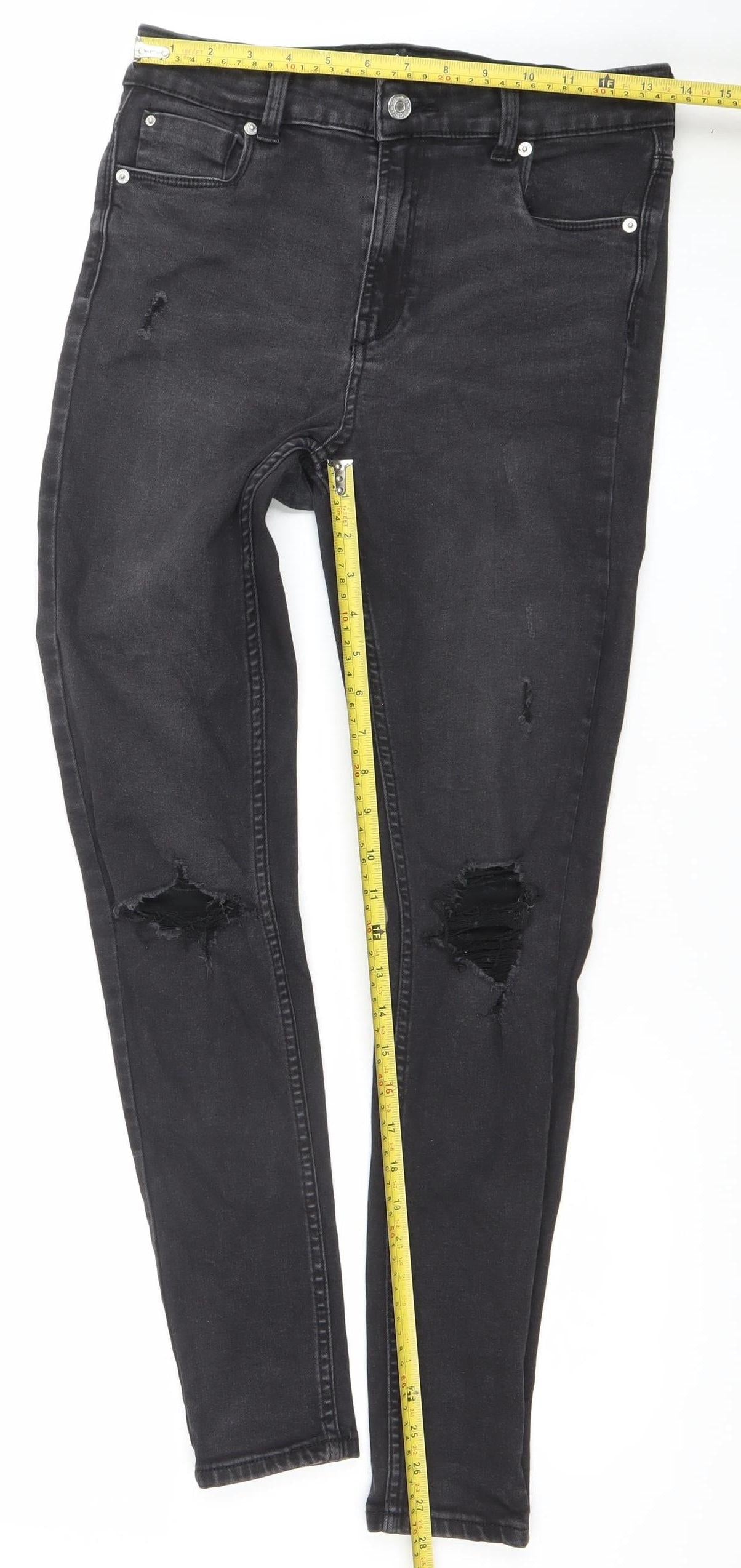 Denim Co. Women's Black Skinny Distressed Jeans Size 12