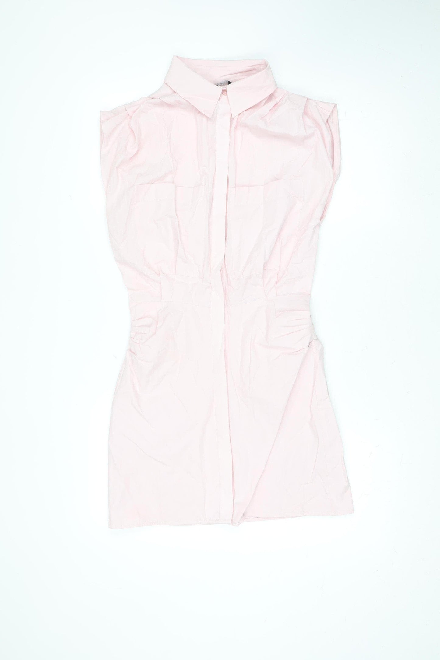ZARA Women Pink Cotton Stretch Shirt Dress Size S