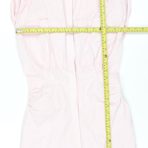 ZARA Women Pink Cotton Stretch Shirt Dress Size S